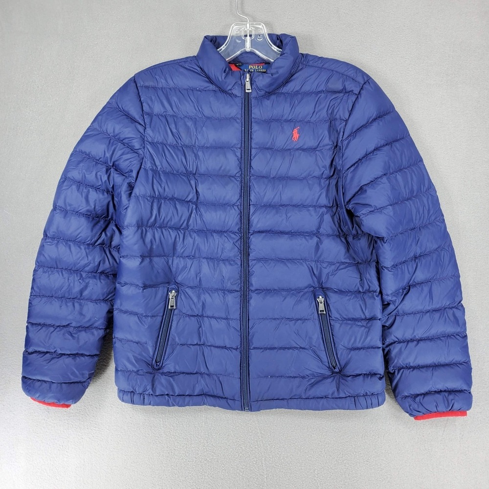 Polo Ralph Lauren Youth Boys Down Puffer Jacket Navy Blue Size Large 14-16
